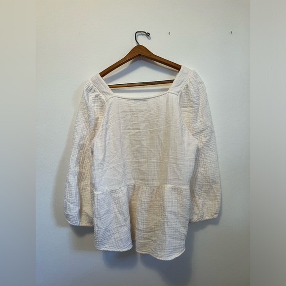 Madewell Lightspun Millbrook Puff-Sleeve Peplum Top- XL - Picture 5 of 7
